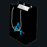 Blue Black Script Girly Monogram Name Medium Gift Bag<br><div class="desc">Black and Blue Simple Script Monogram Name Gift Bag. This makes the perfect sweet 16 birthday,  wedding,  bridal shower,  anniversary,  baby shower or bachelorette party gift bag for someone that loves glam luxury and chic styles.</div>