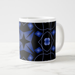 Blue Black Shining Star Kaleidoscope Art Jumbo Mug