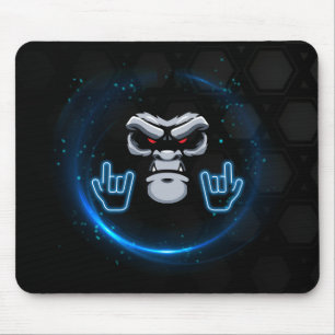 Blue & Black Simple Gorilla Face Mouse Pad