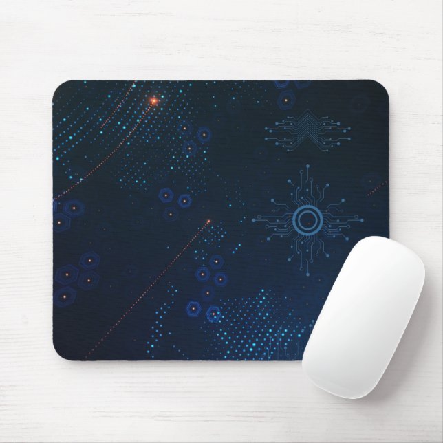 Blue Black Simple Technology Background  Mouse Pad (With Mouse)