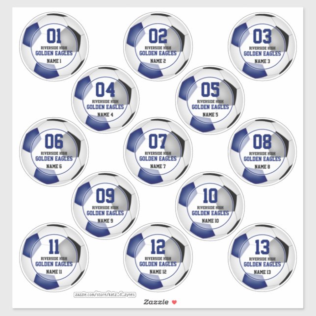blue black soccer team colours set of 13 custom (Sheet)