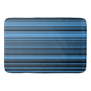 Blue Black Stripes Bath Mat