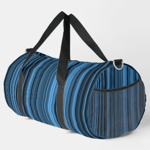 Blue Black Stripes Large Duffle Bag