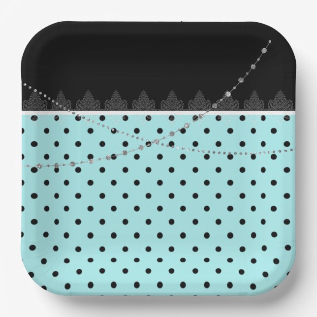 Blue & black stripes paper plates (Front)