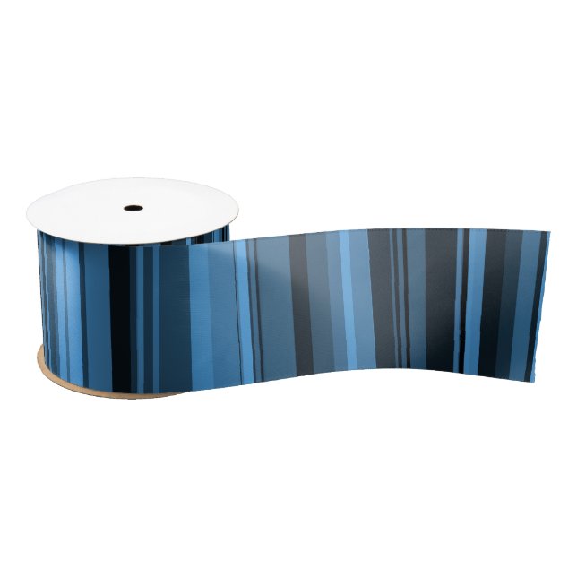 Blue Black Stripes Satin Ribbon (Spool)