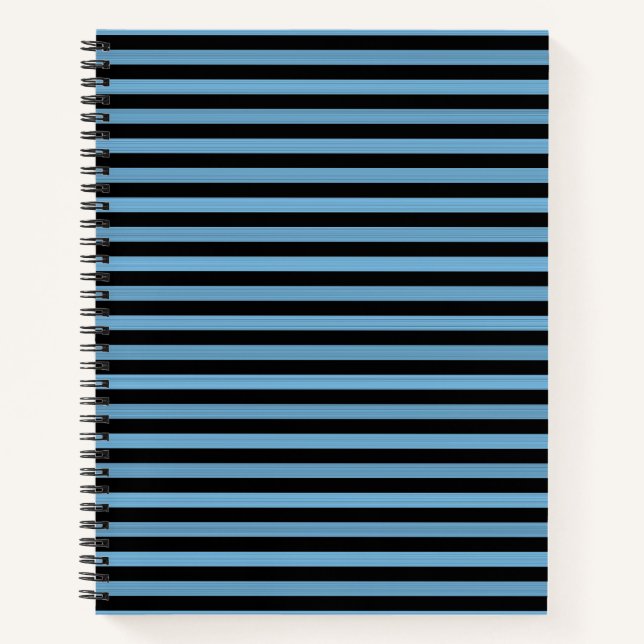 Blue Black Stripes Seamless Pattern Notebook (Front)