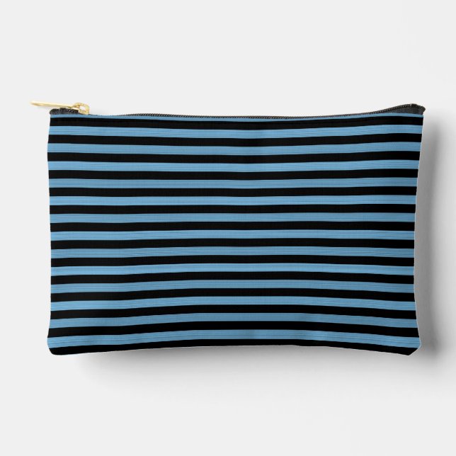 Blue Black Stripes Seamless Pattern Small Accessory Pouch (Front)
