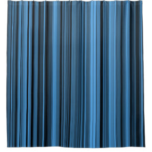 Blue Black Stripes Shower Curtain