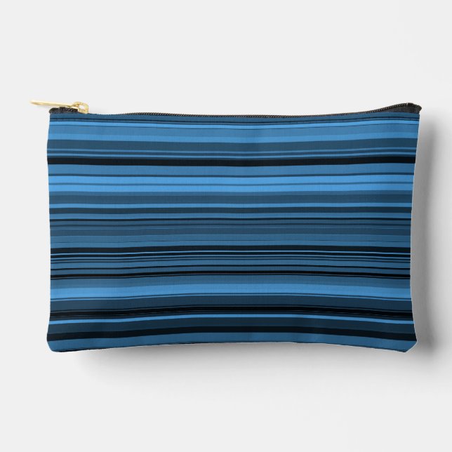 Blue Black Stripes Small Accessory Pouch (Front)