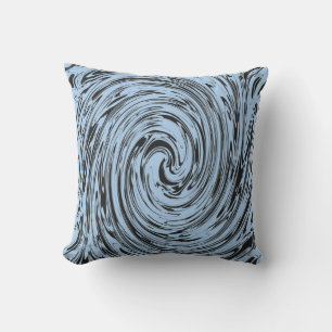 Blue Black Swirls Abstract Pattern Stylish Gift Cushion