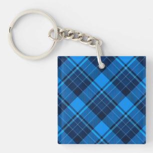 Blue Black Tartan  Key Ring