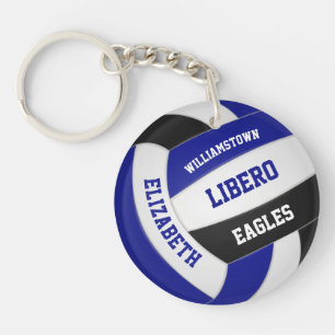 blue black team colours personalised volleyball key ring