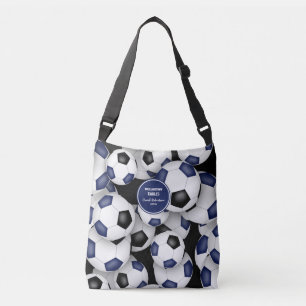 blue black team colours soccer coach crossbody bag