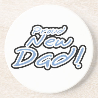 Blue/Black Text Proud New Dad Gifts Coaster