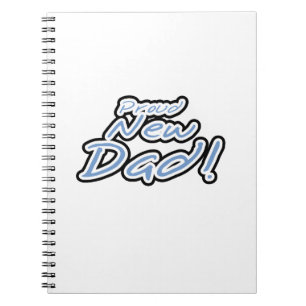 Blue/Black Text Proud New Dad Gifts Spiral Notebook