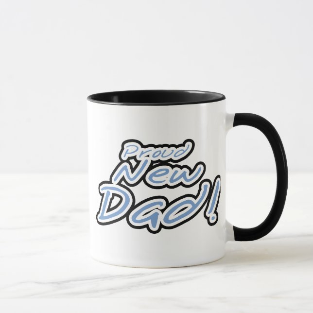 Blue/Black Text Proud New Dad Mug (Right)