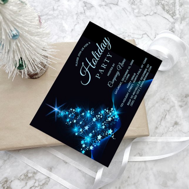 Blue Black Tree Corporate Holiday Party Invitation (Creator Uploaded)