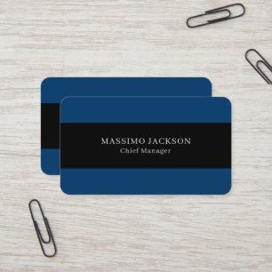 Blue Black Trendy Simple Minimalist Professional Business Card
