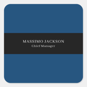 Blue Black Trendy Simple Minimalist Professional Square Sticker