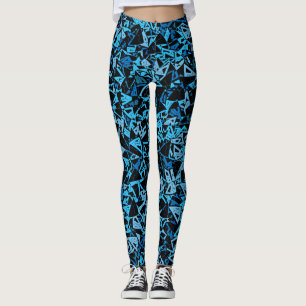 Blue Black Triangle Pattern Leggings