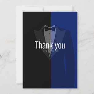 Blue black tuxedo poker bachelor party thank you c card