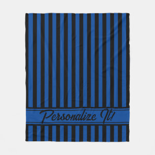 Blue Black Vertical Stripe Halloween Fleece Blanket