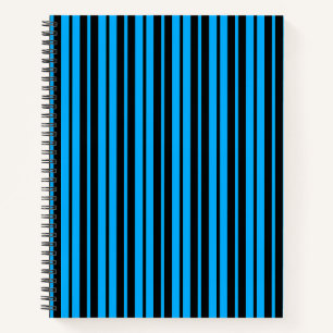Blue Black Vertical Stripes Pattern Design Notebook