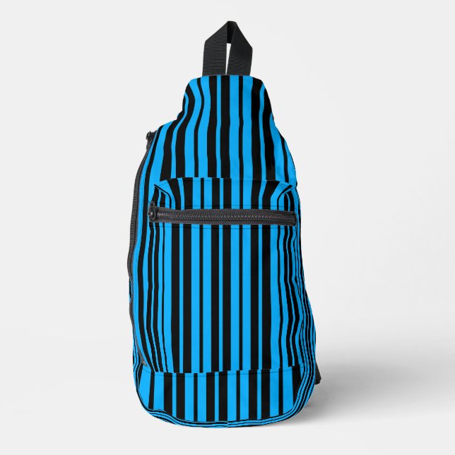 Blue Black Vertical Stripes Pattern Design Sling Bag (Front)