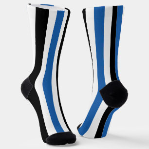 Blue Black Vertical Stripes Pattern Socks