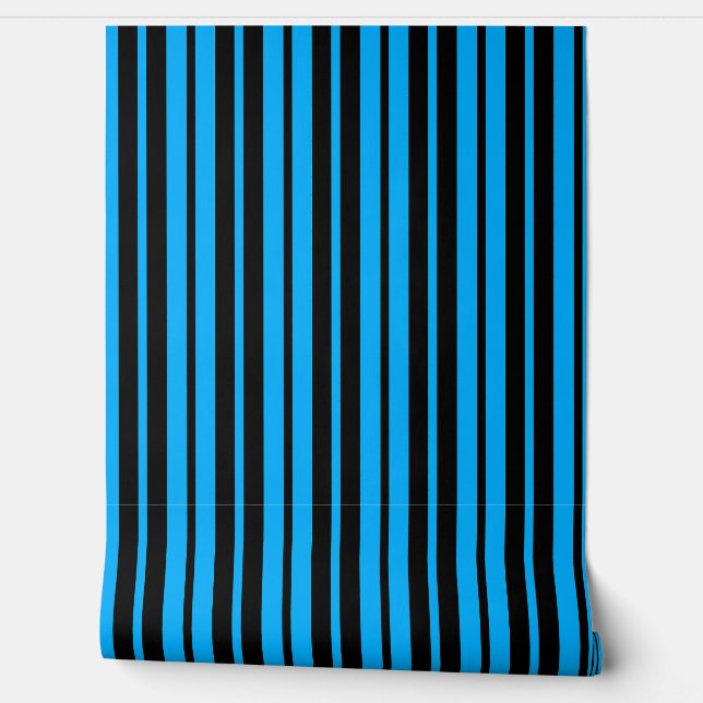 Blue Black Vertical Stripes Pattern Wallpaper (Unrolling)