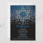 Blue Black Video Game Gamer Bar Mitzvah  Invitation<br><div class="desc">Blue, black, and grey (grey) raining pixel gamer or video game Bar Mitzvah invitation. This non-traditional gamer inspired video gaming design features a Jewish Star of David. There are also blue and grey (grey) raining or cascading digital style computer pixels along the top of the invitation. The fonts are techno...</div>