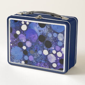 Blue Black White Dots Metal Lunch Box