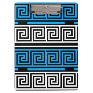 Blue Black White Greek Key Fret Pattern Design  Clipboard