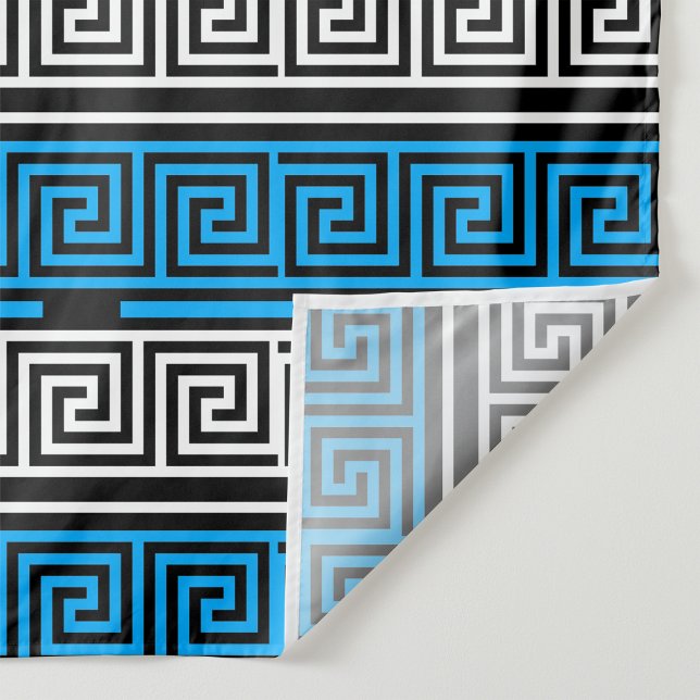 Blue Black White Greek Key Fret Pattern Design  Tapestry (Creator Uploaded)