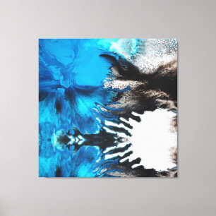 Blue Black White Grey Colour Paint Splash Abstract Canvas Print