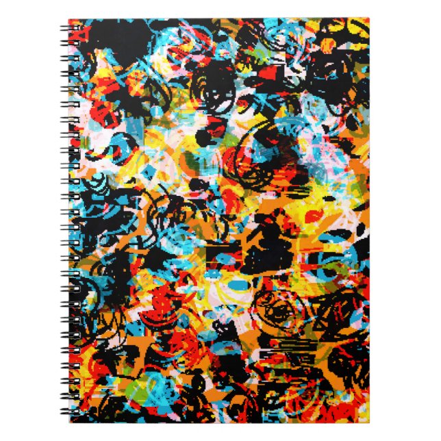 Blue, black, white, orange colour. Bright seamless Notebook (Front)