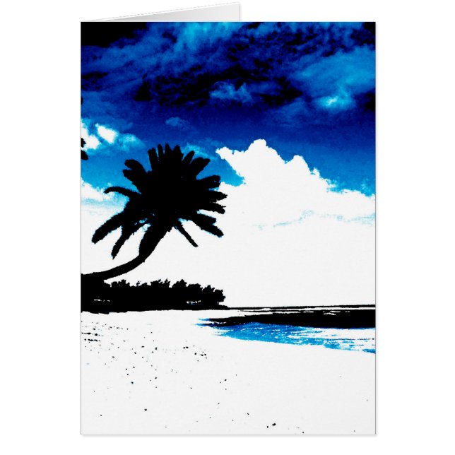 Blue Black White palm Tree Silhouette (Front)