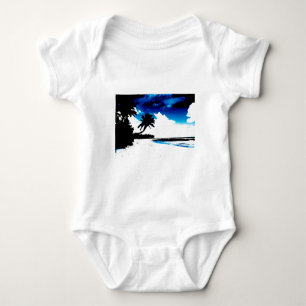 Blue Black White palm Tree Silhouette Baby Bodysuit