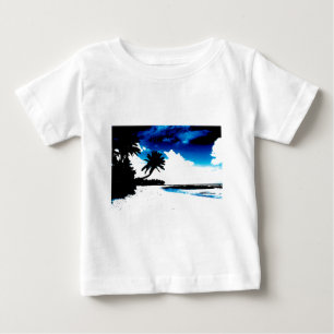 Blue Black White palm Tree Silhouette Baby T-Shirt