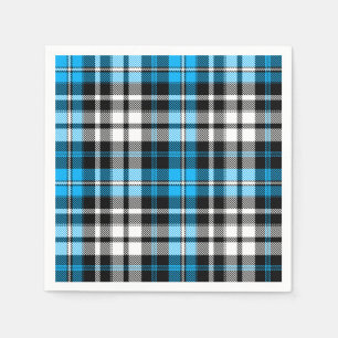 Blue Black White Plaid Tartan Pattern Design  Napkin