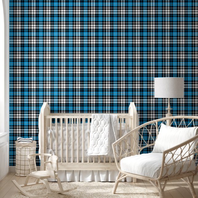 Blue Black White Plaid Tartan Pattern Design  Wallpaper (Kids)