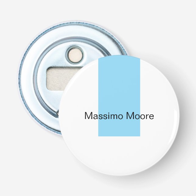 Blue Black White Plain Elegant Own Name Bottle Opener (Front)