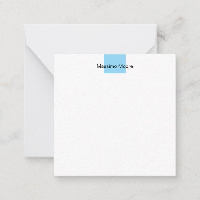Blue Black White Plain Elegant Own Name Card (Front)