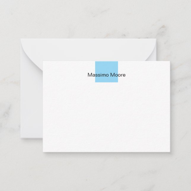 Blue Black White Plain Elegant Own Name Card (Front)