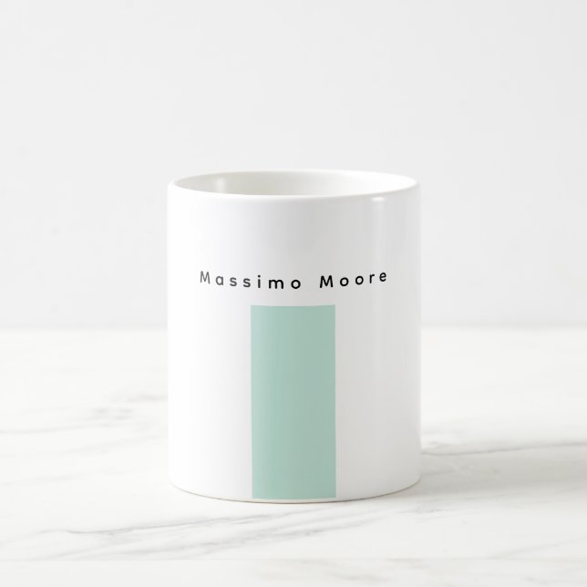 Blue Black White Plain Elegant Own Name Coffee Mug (Center)