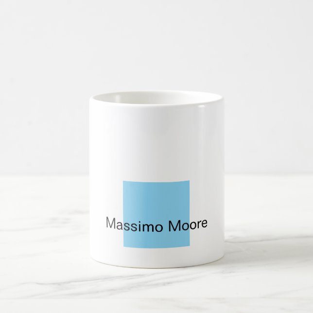 Blue Black White Plain Elegant Own Name Coffee Mug (Center)