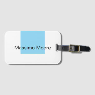 Blue Black White Plain Elegant Own Name Luggage Tag