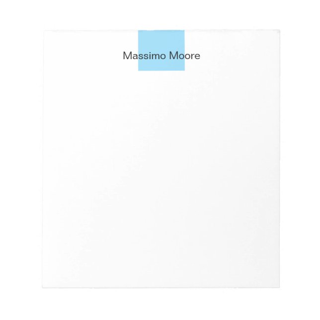 Blue Black White Plain Elegant Own Name Notepad (Front)