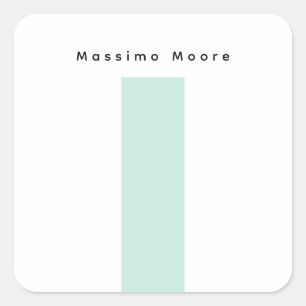 Blue Black White Plain Elegant Own Name Square Sticker