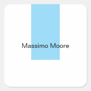 Blue Black White Plain Elegant Own Name Square Sticker